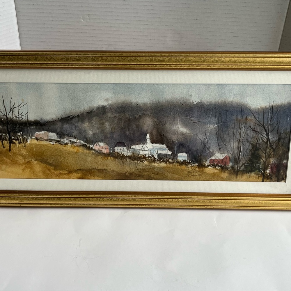 Original Framed watercolor by Marion Killacky of Village in Mountains - Picture 2 of 5